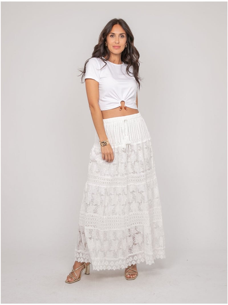XESTINA lange kanten rok Wit - Kiabi