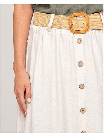 XETO lange rok met knoopsluiting en riem
