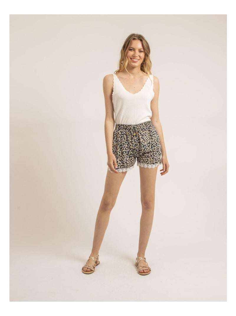 Xiame kanten shorts Marineblauw - Kiabi