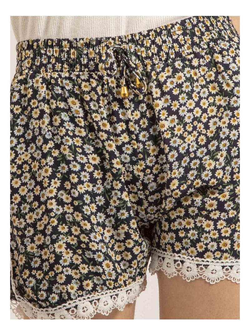 Xiame kanten shorts Marineblauw - Kiabi