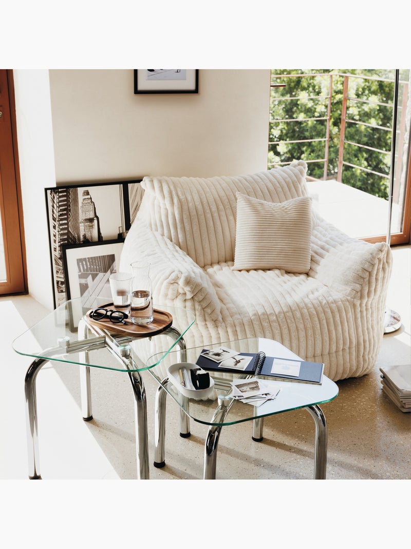 Xl-fauteuil van corduroy Wit - Kiabi