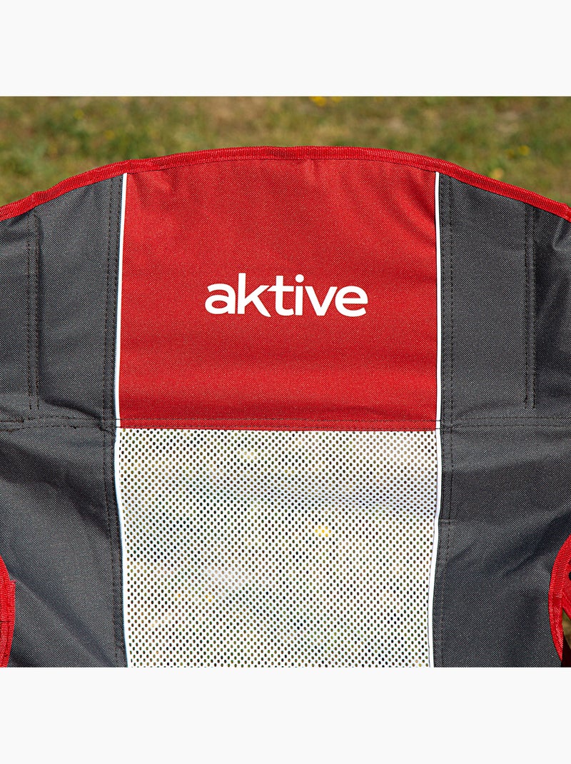 Xl opvouwbare campingstoel met bekerhouder aktive Zwart Rood - Kiabi