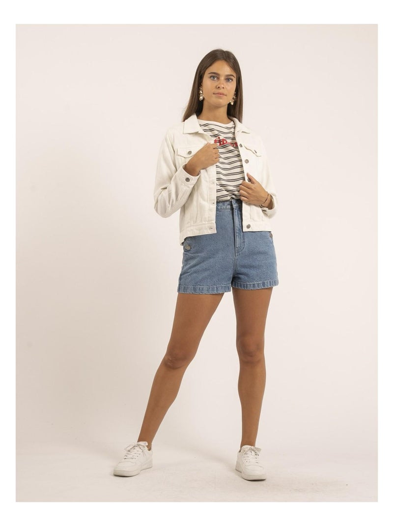 Xoline shorts met hoge taille Blauw - Kiabi