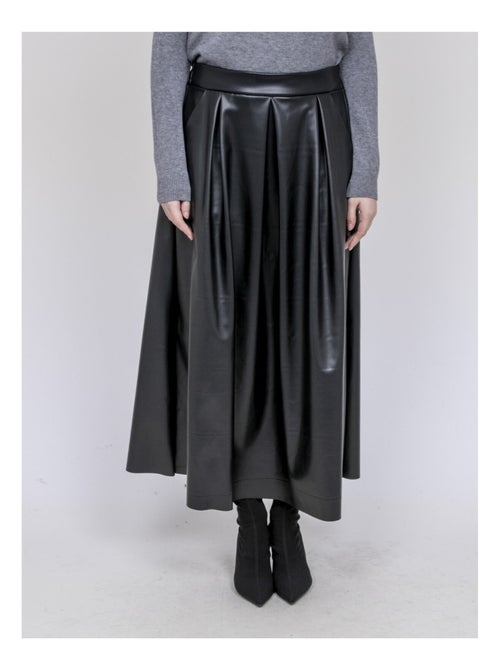 Xollita geplooide maxi-rok van imitatieleer - Kiabi Xollita geplooide maxi-rok van imitatieleer - Kiabi