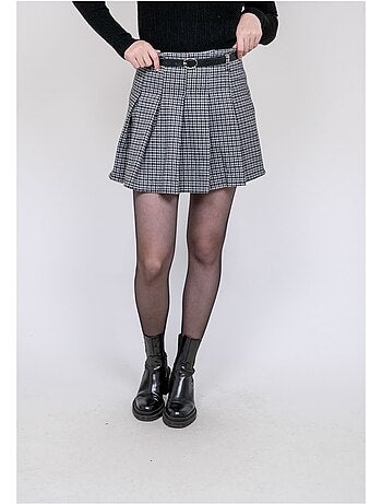XOMELLE geplooide geruite skort
