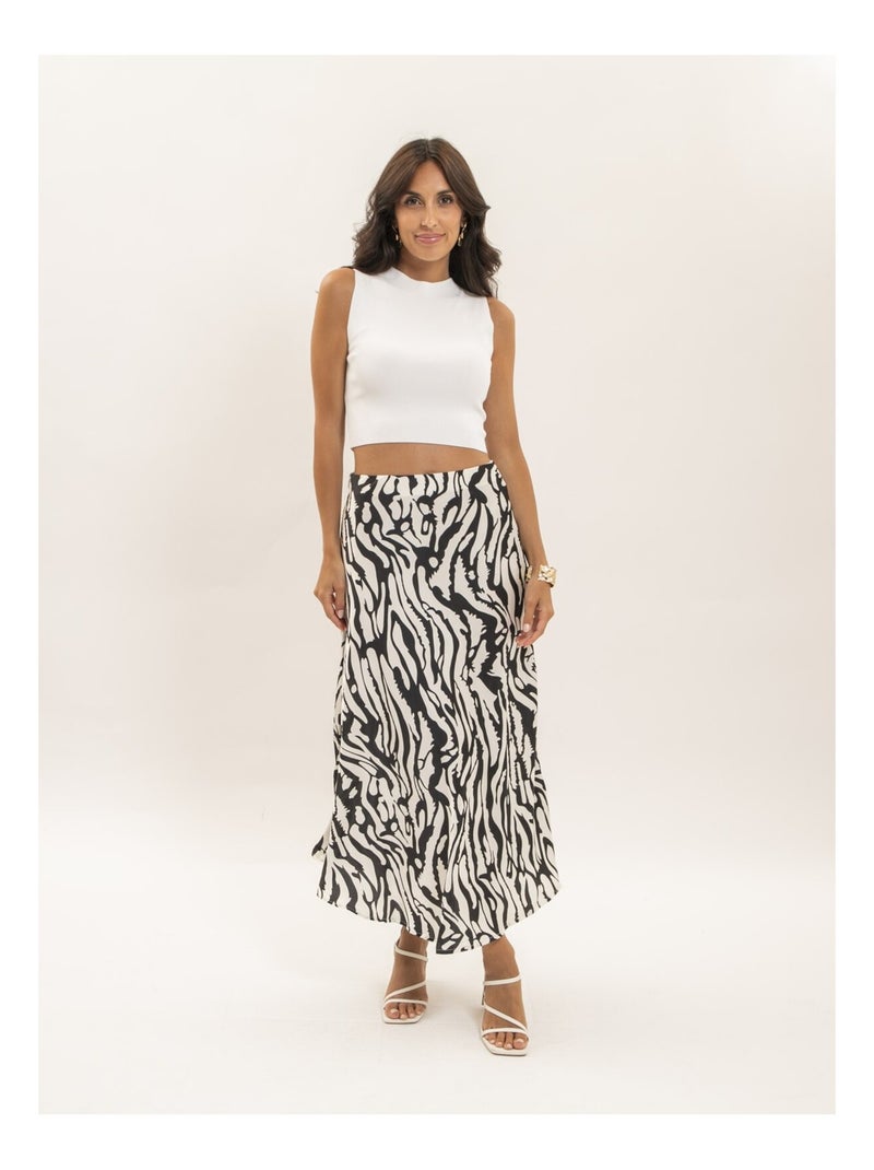 Xorania lange rok met zebraprint Zwart - Kiabi