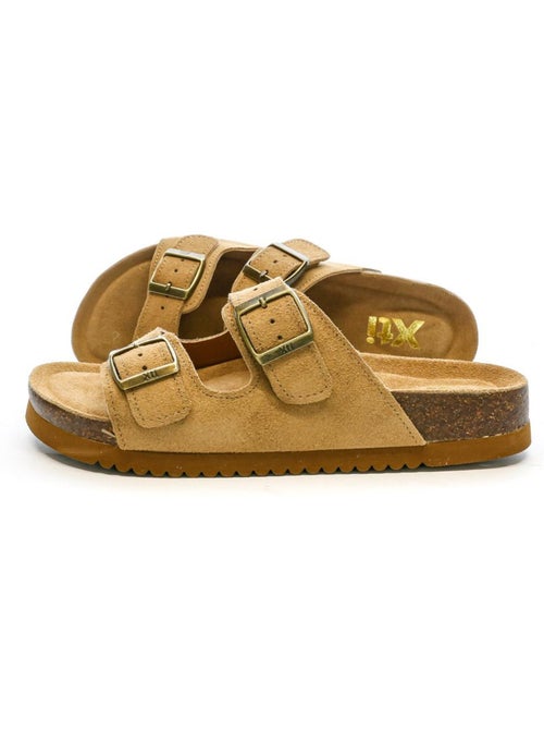 Xti camel leren sandalen voor dames 142552 - Kiabi