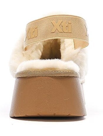 Xti dames beige gevoerde klompen met elastiek - microfiber