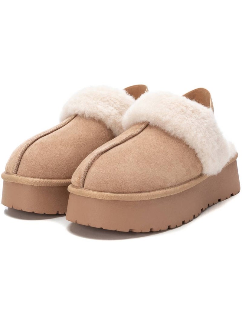 Xti Dames Beige Gevoerde Klompen met Elastiek - Microfiber Beige - Kiabi
