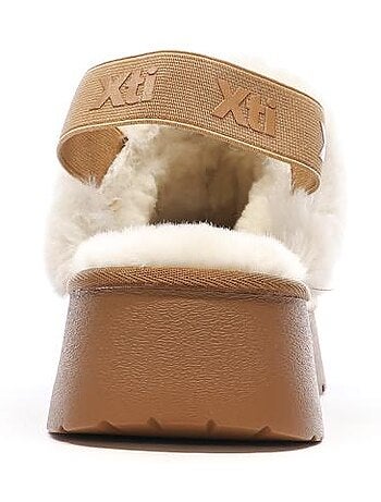 Xti dames beige gevoerde klompen met elastiek - microfiber
