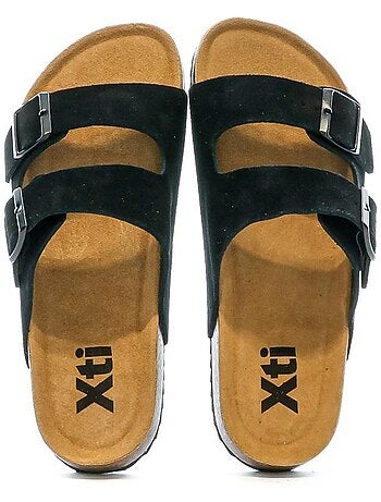 Xti heren sandalen zwart leer 142553