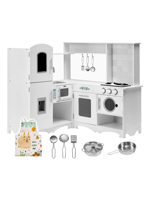 Xxl houten hoekkeuken "master chef" – l-vormig design met wasmachine - Kiabi Xxl houten hoekkeuken "master chef" – l-vormig design met wasmachine - Kiabi
