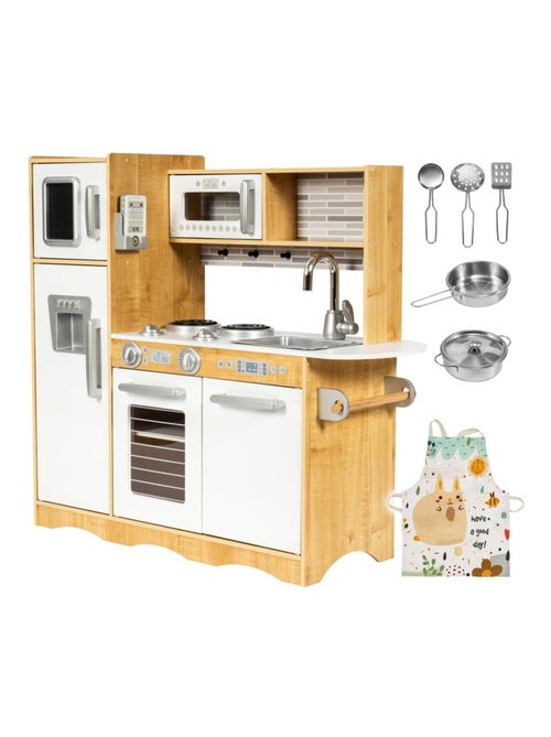 Xxl houten speelkeuken "mamabrum" – wit & hout design met led-verlichting - Kiabi Xxl houten speelkeuken "mamabrum" – wit & hout design met led-verlichting - Kiabi