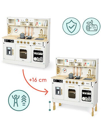 Xxl interactieve houten kinderkeuken met accessoires en led-verlichting – 2 hoogtes