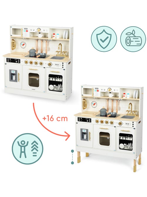 Xxl interactieve houten kinderkeuken met accessoires en led-verlichting – 2 hoogtes - Kiabi Xxl interactieve houten kinderkeuken met accessoires en led-verlichting – 2 hoogtes - Kiabi