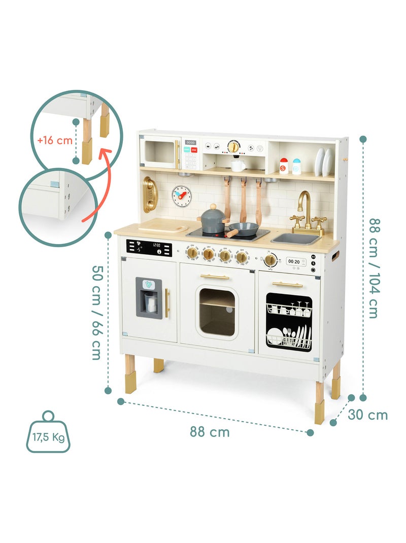 Xxl interactieve houten kinderkeuken met accessoires en led-verlichting – 2 hoogtes N.v.t. - Kiabi