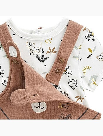 Yao baby tuinbroek set van katoenen gaas en t-shirt