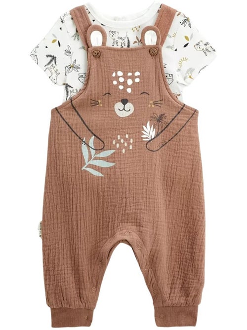 Yao baby tuinbroek set van katoenen gaas en T-shirt - Kiabi