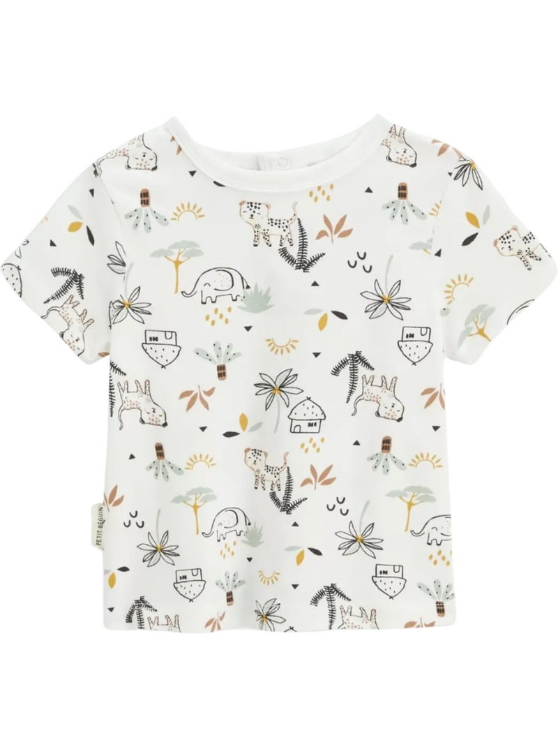 Yao baby tuinbroek set van katoenen gaas en T-shirt Bruin - Kiabi