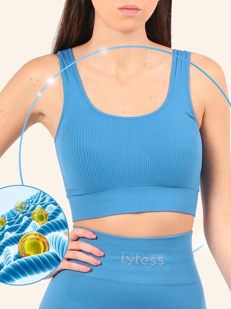 Yogafit verstevigende bralette Petrolblauw - Kiabi