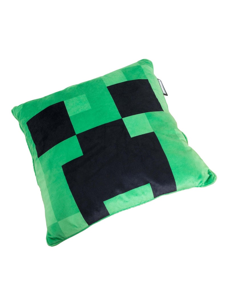 Zacht decoratief kussen van velours stof 'Roba' - Minecraft Creeper Groen - Kiabi