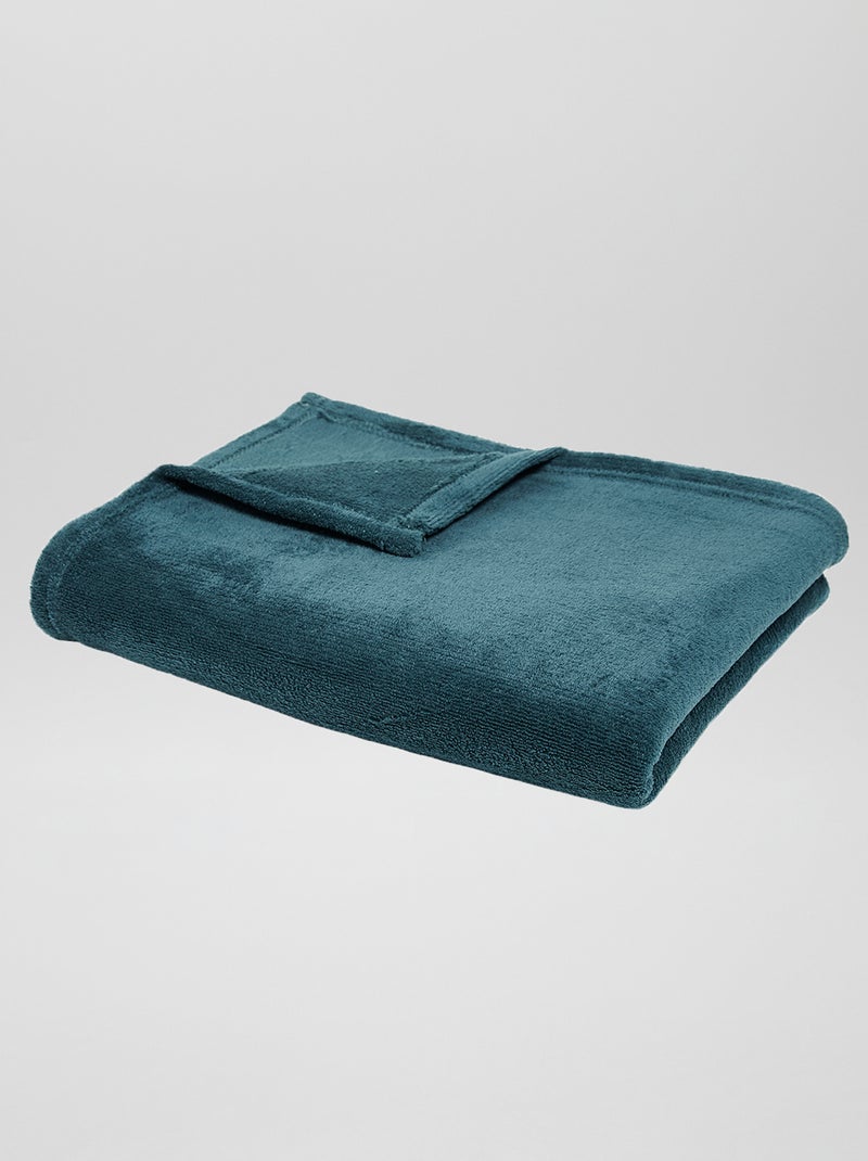 Zacht, effen dekentje BLAUW - Kiabi