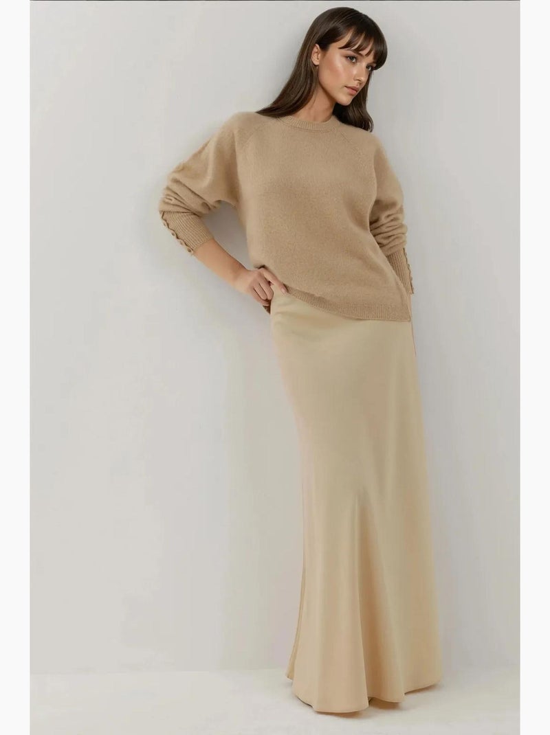 Zacht getextureerde trui met knoopdetails en lange mouwen hiccup Klei-beige - Kiabi