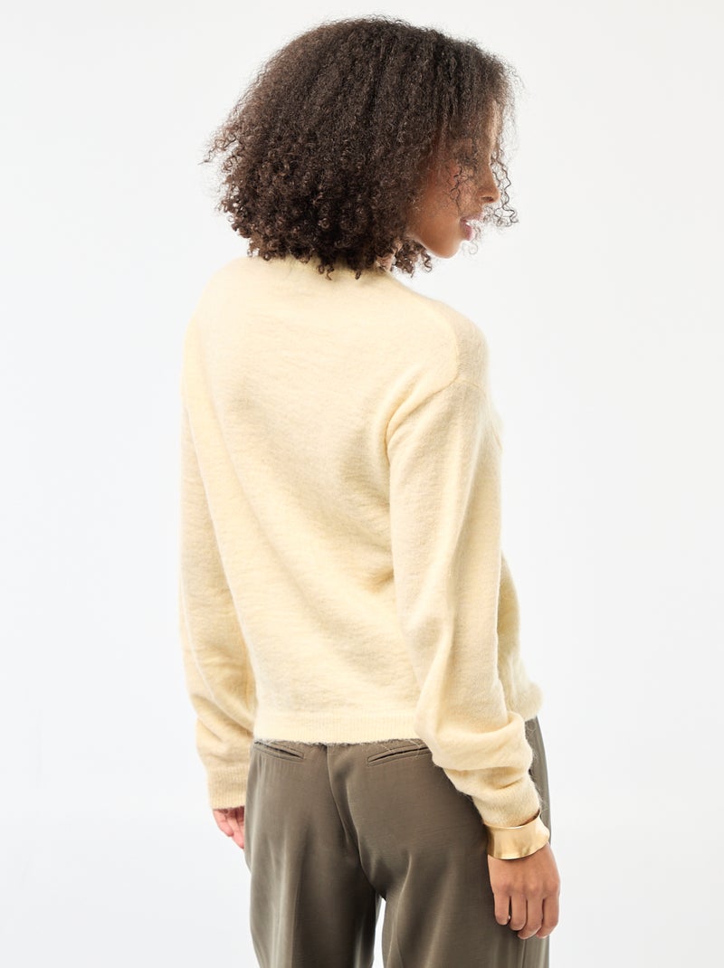 Zacht vest van wol en mohair Geel - Kiabi