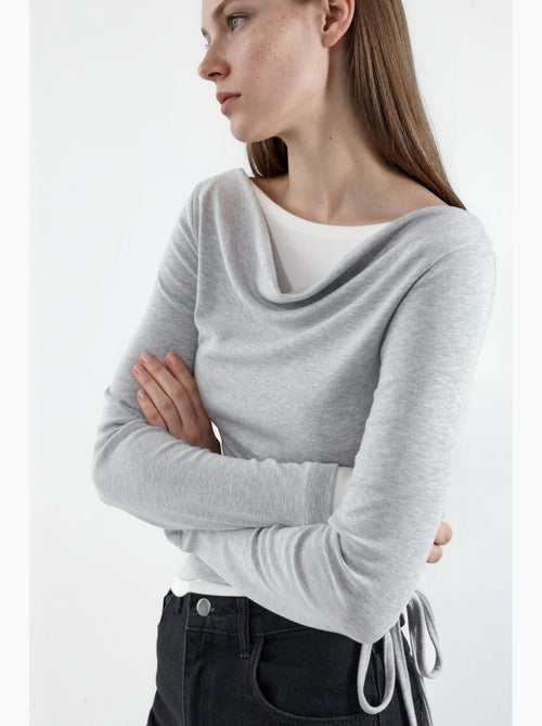 Zachte colorblock blouse met watervalhals hiccup - Kiabi
