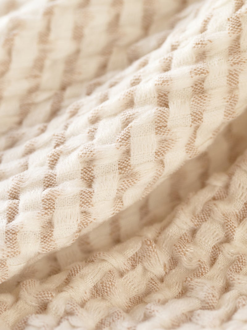 Zachte deken met wafeleffect Schelpbeige - Kiabi