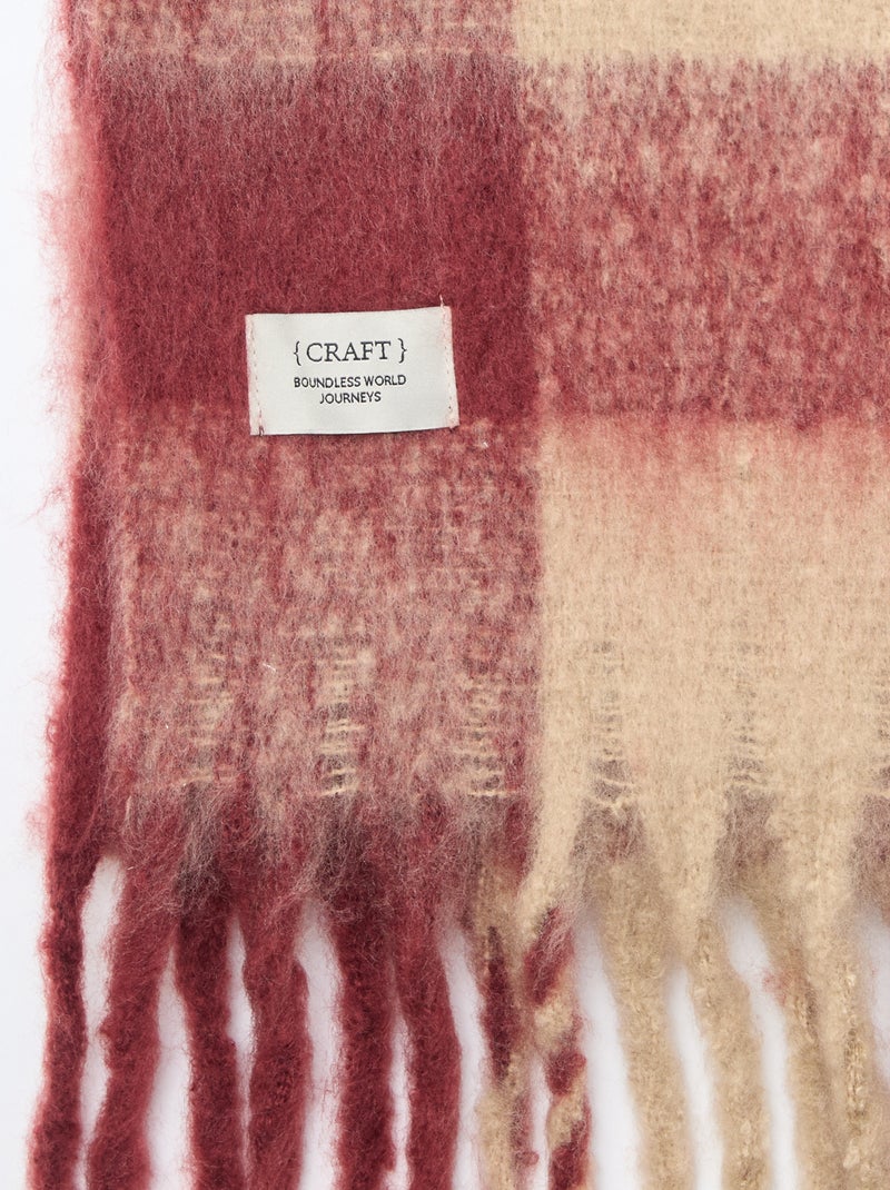 Zachte dikke sjaal met franjes Rood - Kiabi