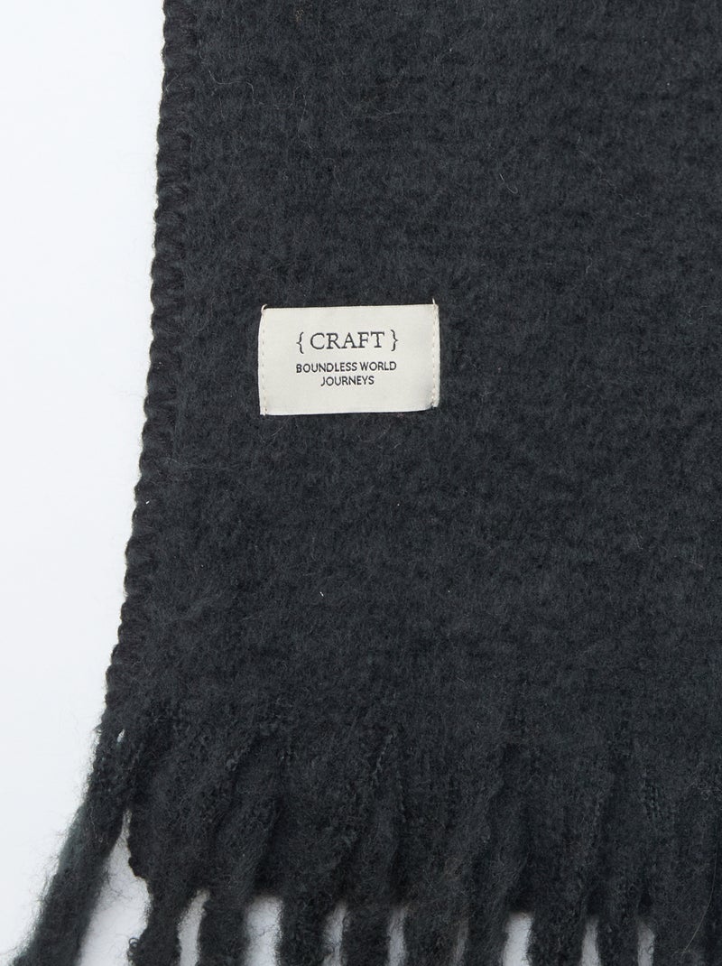 Zachte dikke sjaal met franjes Zwart - Kiabi