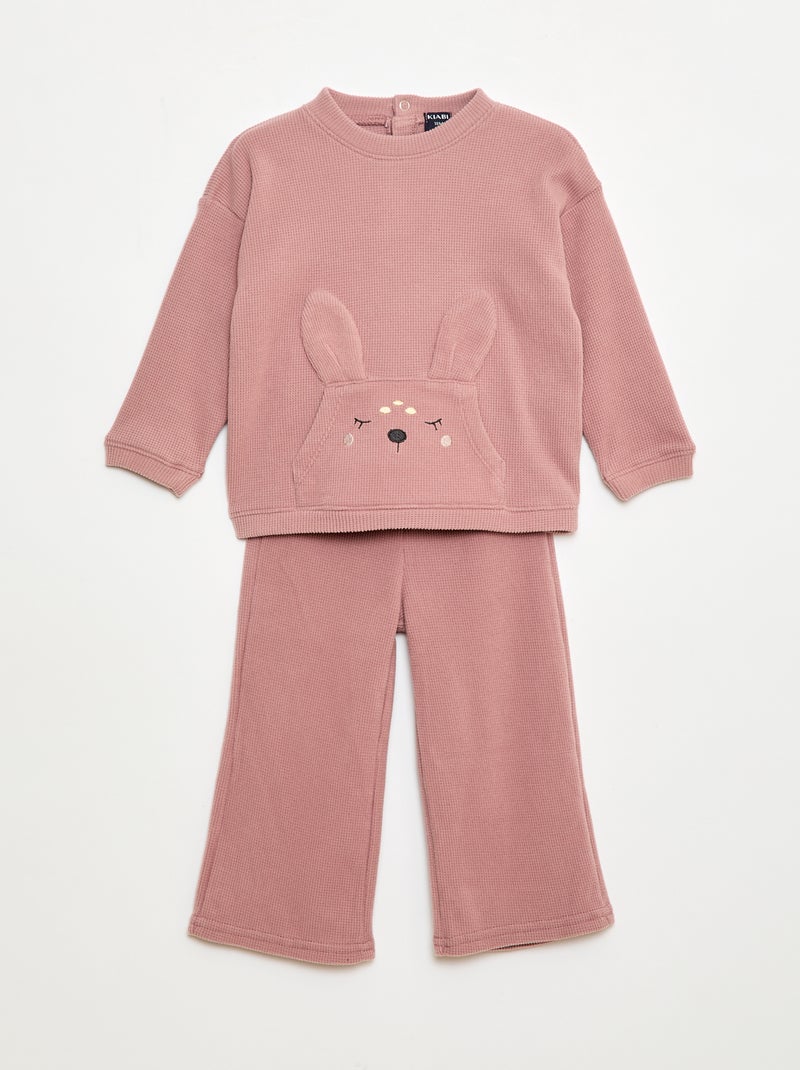 Zachte pyjama met konijndetail - 2-delig Rose - Kiabi