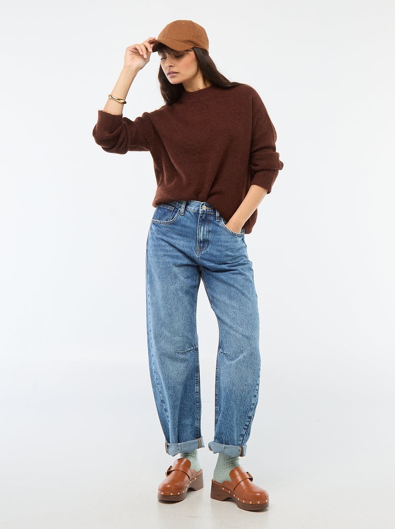 Zachte trui van mohair en wol Bruin - Kiabi