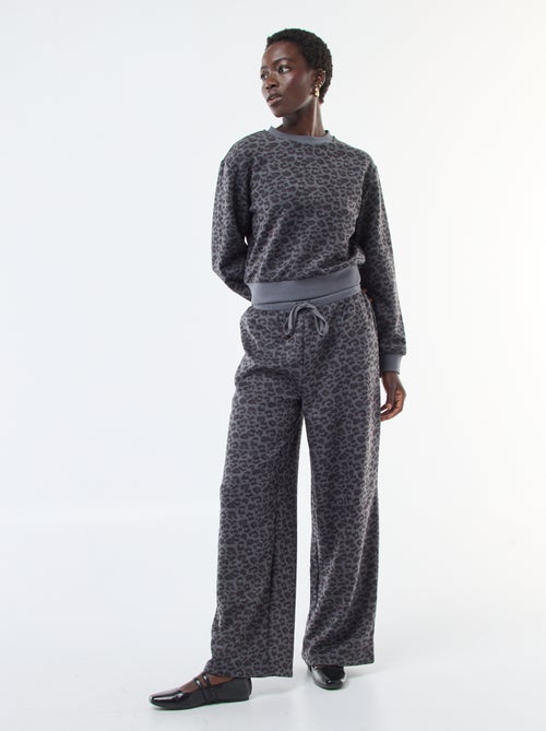 Zachte wijde broek met luipaardprint - Kiabi