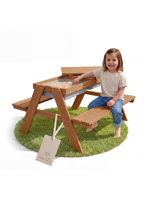 Zand- en watertafel van massief hout voor picknick - 4 personen 'Roba outdoor+ play' - Kiabi