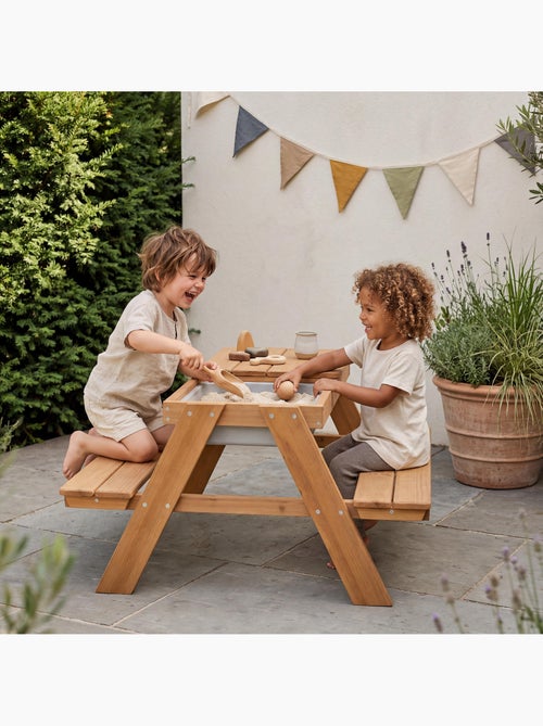 Zand- en watertafel van massief hout voor picknick - 4 personen 'Roba outdoor+ play' - Kiabi