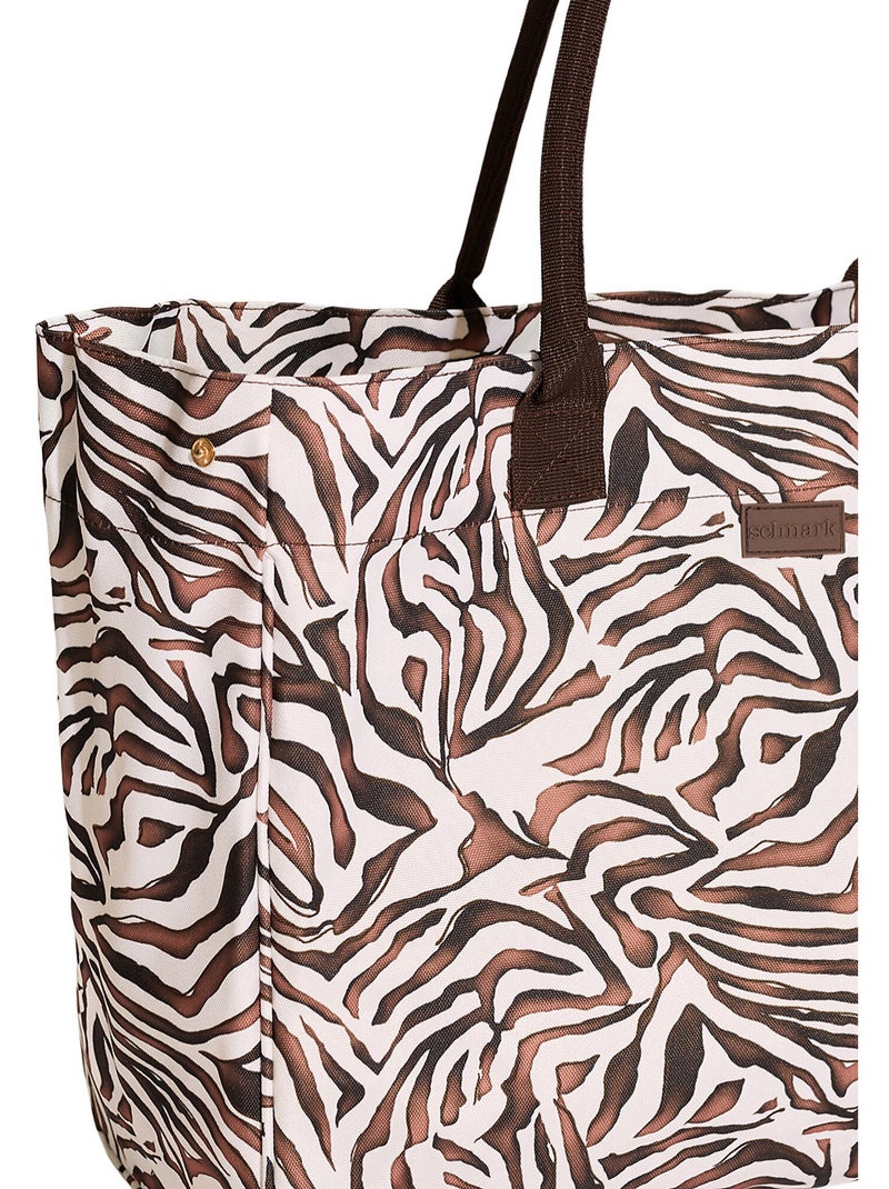Zebra strandtas complementos Zwart Bruin Wit - Kiabi