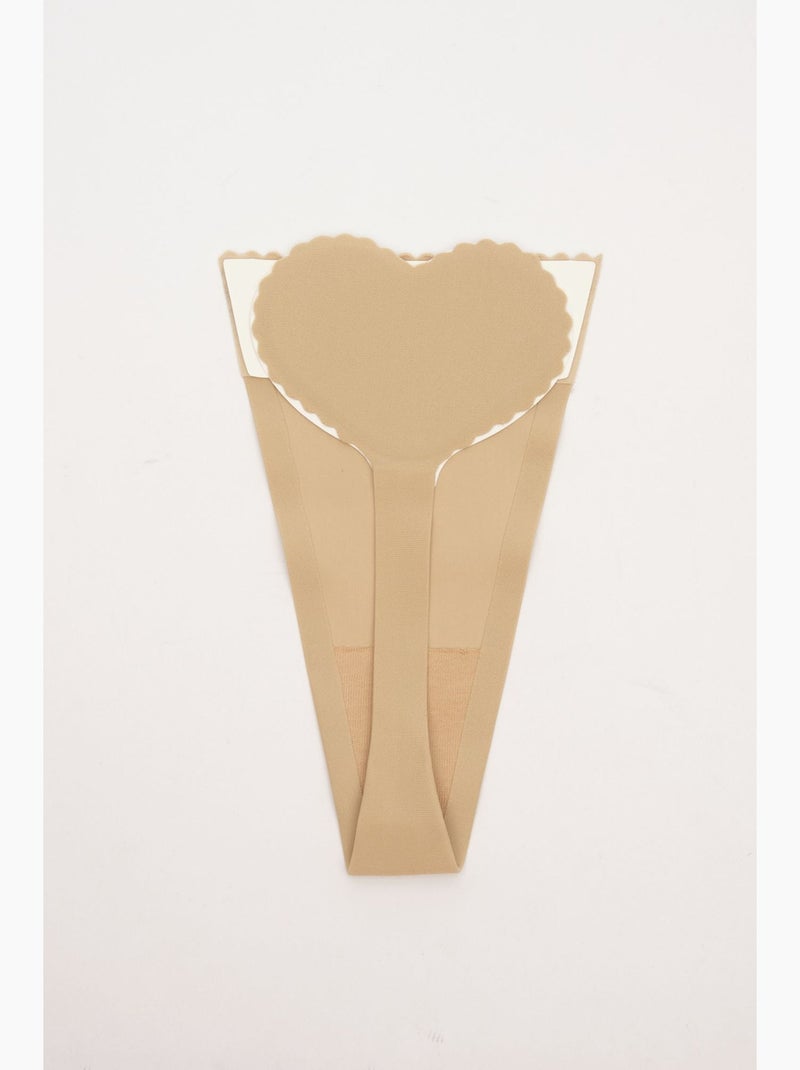 Zelfklevende string met diepe halslijn penti Klei-beige - Kiabi