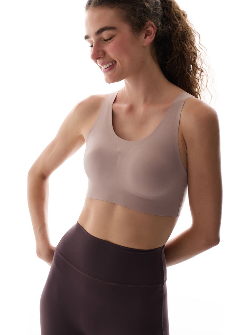 Zero feel sport-bh met gemiddelde steun en uitneembare cups penti Mauve - Kiabi