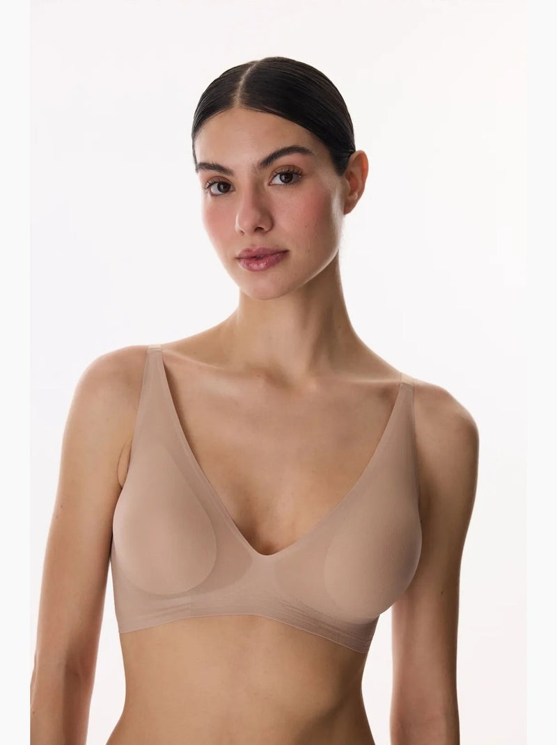 Zerogram décolleté soutien-gorge rembourré penti Beige argile - Kiabi