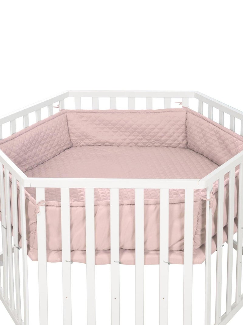 Zeshoekig waterdicht boxkleed met rand 'Roba Style' Roze - Kiabi