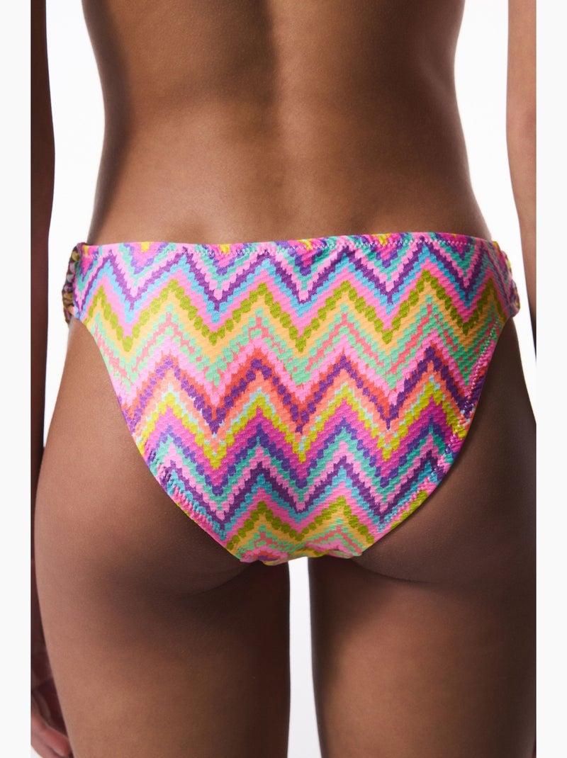 Zigzag macramé bikinibroekje met lage taille penti Fluorroze - Kiabi