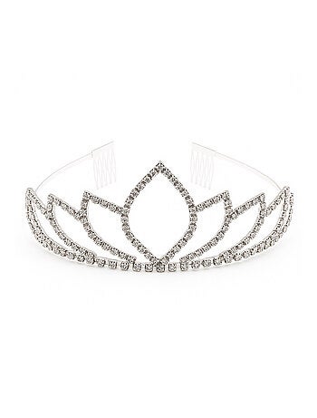 Zilveren tiara met aar kind prinsessen kostuum