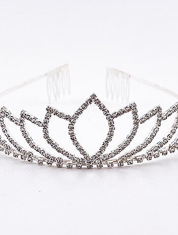 Zilveren tiara met aar kind prinsessen kostuum