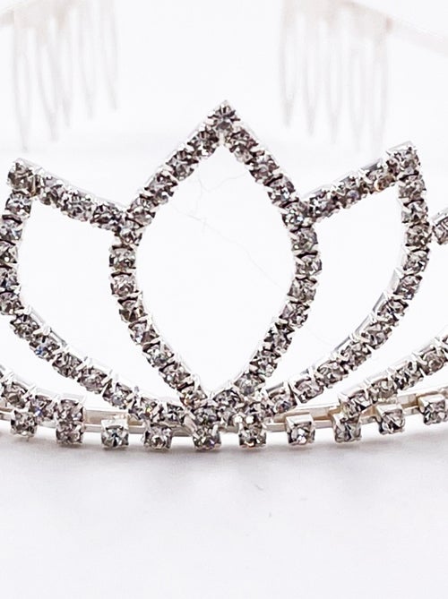Zilveren tiara met aar kind prinsessen kostuum - Kiabi
