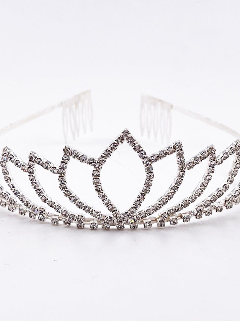 Zilveren tiara met aar kind prinsessen kostuum Zilverkleurig - Kiabi