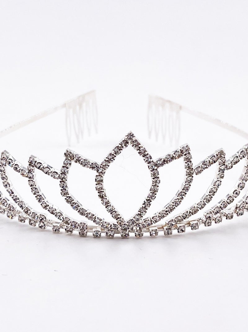 Zilveren tiara met aar kind prinsessen kostuum Zilverkleurig - Kiabi