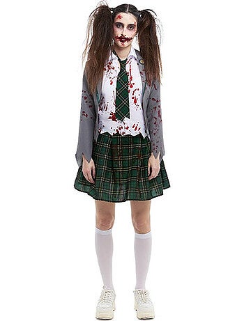 Zombie schoolmeisjeskostuum met jasje