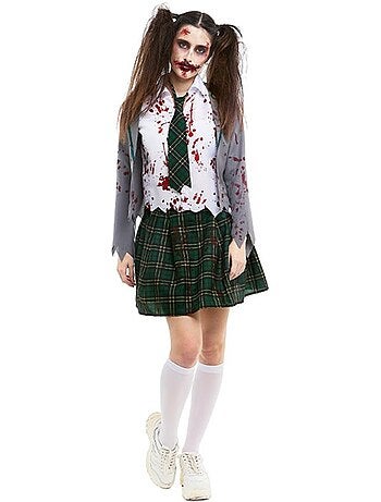 Zombie schoolmeisjeskostuum met jasje